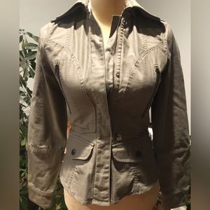 Armani Exchange Green Canvas Jacket With Pockets, Snap & Zipper Closures Size XS